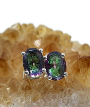 Load image into Gallery viewer, Mystic Topaz Stud Earrings, Sterling Silver - GemzAustralia 