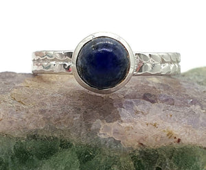 Lapis Lazuli Ring, Size 8, Sterling Silver, Round Shaped - GemzAustralia 