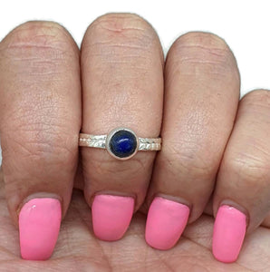 Lapis Lazuli Ring, Size 8, Sterling Silver, Round Shaped - GemzAustralia 