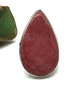 Thulite Ring, size 9, Sterling Silver, Vibrant Pink Gemstone - GemzAustralia 