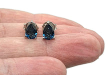 Load image into Gallery viewer, London Blue Topaz Studs, Sterling Silver, December Birthstone - GemzAustralia 