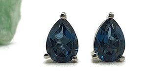 London Blue Topaz Studs, Sterling Silver, December Birthstone - GemzAustralia 