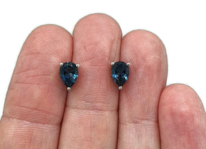 London Blue Topaz Studs, Sterling Silver, December Birthstone - GemzAustralia 