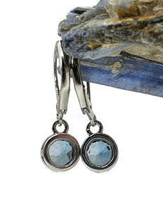 London Blue Topaz Earrings, 2 carats, Sterling Silver - GemzAustralia 