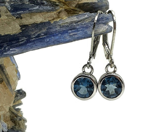 London Blue Topaz Earrings, 2 carats, Sterling Silver - GemzAustralia 