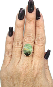 Chrome Chalcedony Ring, Size 10.75, Sterling Silver - GemzAustralia 