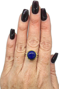 Lapis Lazuli Ring, Size 9, Three Tone, 18k gold & rose gold plate, Sterling Silver - GemzAustralia 