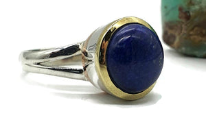 Lapis Lazuli Ring, Size 9, Three Tone, 18k gold & rose gold plate, Sterling Silver - GemzAustralia 