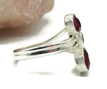 Load image into Gallery viewer, Ruby Ring, Size 7, Sterling Silver, Three Stone Ring, July Birthstone - GemzAustralia 