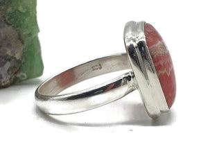 Rhodochrosite Ring, Square Shaped, Size 8.75, Sterling Silver - GemzAustralia 