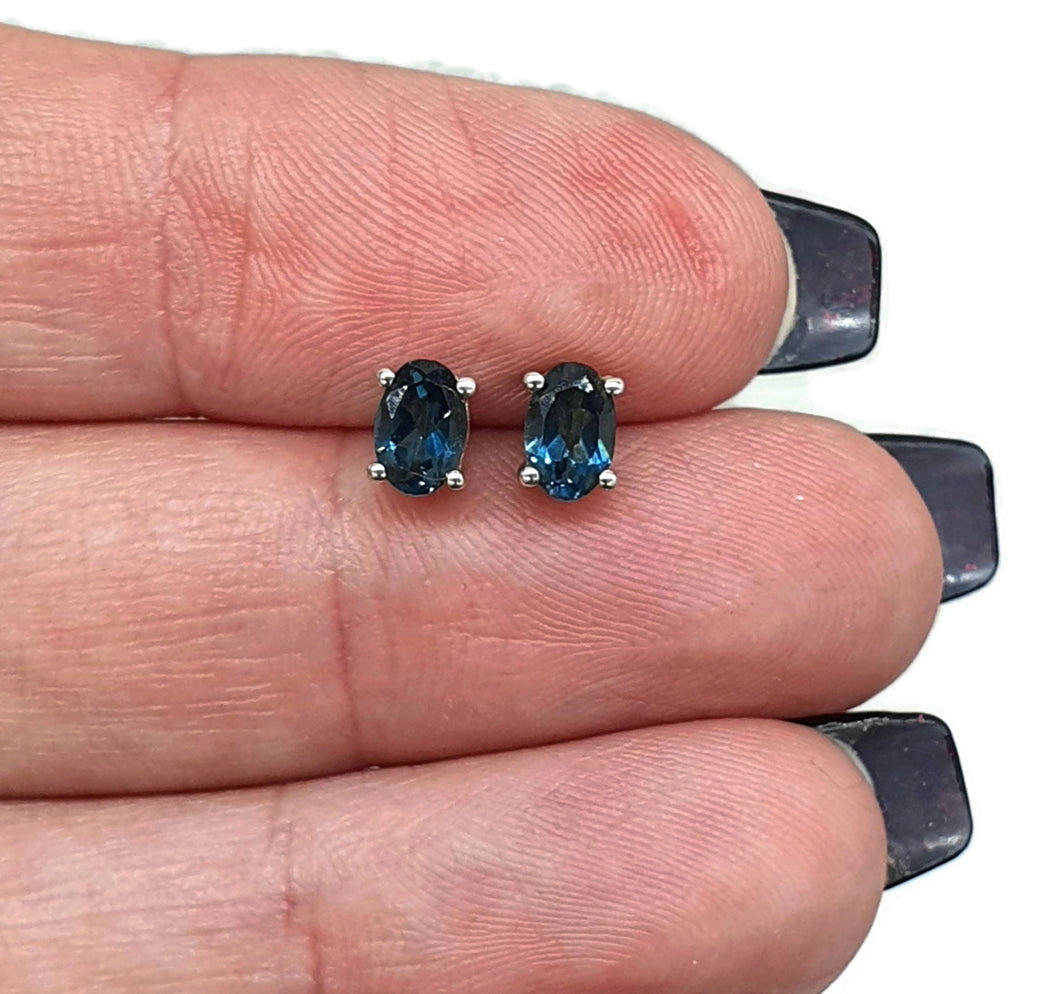 London Blue Topaz Studs, 1.4 carats, Sterling Silver - GemzAustralia 