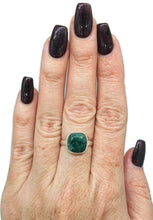 Load image into Gallery viewer, Emerald Ring, Size 7.75, Sterling Silver, Square Shaped, May Birthstone - GemzAustralia 