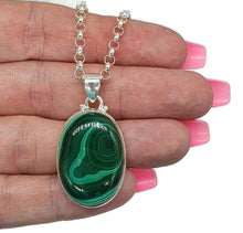 Load image into Gallery viewer, Oval Malachite Pendant, Sterling Silver, Loyalty Gem - GemzAustralia 