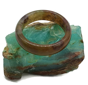 Purple, Green & Brown Jasper Ring, Size 9.5, Solid Jasper Band - GemzAustralia 