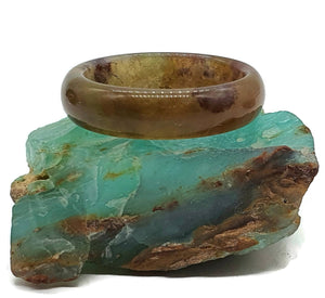 Purple, Green & Brown Jasper Ring, Size 9.5, Solid Jasper Band - GemzAustralia 