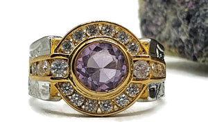 Amethyst Ring, size 7.25, Sterling Silver, Two Tone - GemzAustralia 