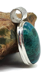 Chrysocolla Pendant, Oval Shaped, Sterling Silver - GemzAustralia 