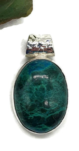 Chrysocolla Pendant, Oval Shaped, Sterling Silver - GemzAustralia 