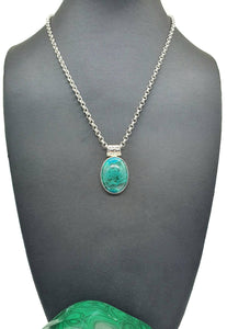 Chrysocolla Pendant, Oval Shaped, Sterling Silver - GemzAustralia 