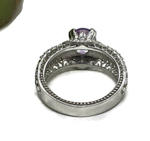 Load image into Gallery viewer, Amethyst Ring, size 6.75, Sterling Silver, Round Brilliant Cut - GemzAustralia 