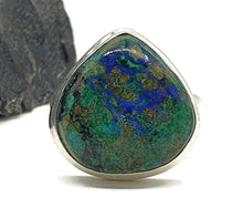 Load image into Gallery viewer, Azurite Malachite Ring, Size 8.25, Sterling Silver, Green Blue Gem - GemzAustralia 