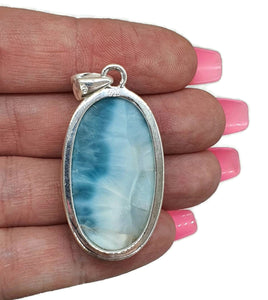 Huge Oval Shaped Larimar Pendant, Dolphin Stone - GemzAustralia 