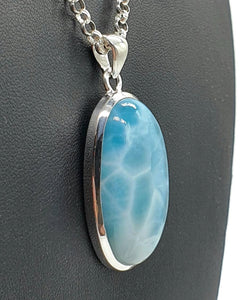 Huge Oval Shaped Larimar Pendant, Dolphin Stone - GemzAustralia 