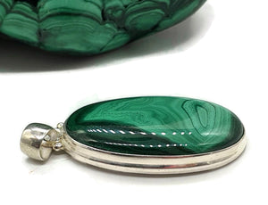 Malachite Pendant, Sterling Silver, Oval Shaped, Scorpio & Capricorn - GemzAustralia 