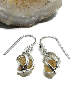 Raw Citrine Cage Earrings, November Birthstone - GemzAustralia 