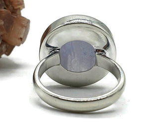 Blue Lace Agate Ring, Size 9, Sterling Silver, Round Shape - GemzAustralia 