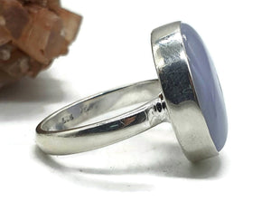 Blue Lace Agate Ring, Size 9, Sterling Silver, Round Shape - GemzAustralia 