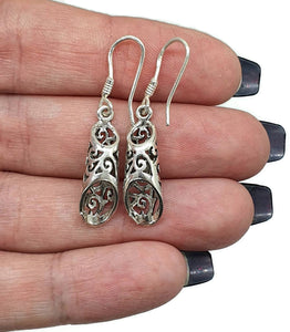 3D Filigree Tube Earrings, Sterling Silver, Intricate Filigree Design - GemzAustralia 