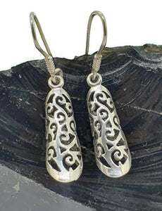 3D Filigree Tube Earrings, Sterling Silver, Intricate Filigree Design - GemzAustralia 