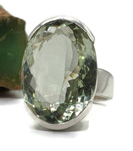 Load image into Gallery viewer, Green Amethyst Ring, Size 9, Prasiolite Gemstone, Sterling Silver - GemzAustralia 