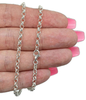 Belcher Link Chain, 45 cm, Rolo Chain, solid 925 Sterling Silver - GemzAustralia 