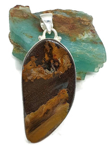 Queensland Boulder Opal Pendant, Solid Opal, Australian Opal, Sterling Silver - GemzAustralia 