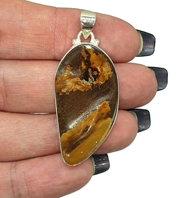 Queensland Boulder Opal Pendant, Solid Opal, Australian Opal, Sterling Silver - GemzAustralia 