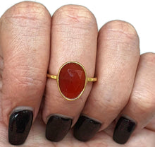 Load image into Gallery viewer, Red Onyx Ring, Size 7.75, Sterling Silver, 14K Gold Plated - GemzAustralia 