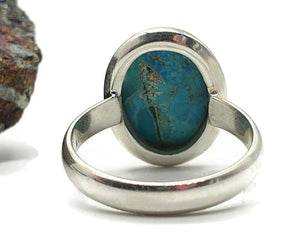 Arizona Turquoise Ring, Size 8.75, Sterling Silver, Oval Shape - GemzAustralia 