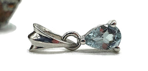 Aquamarine Charm Pendant, Sterling Silver, March Birthstone - GemzAustralia 