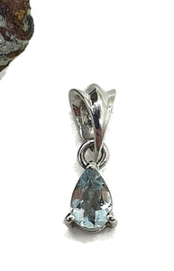 Aquamarine Charm Pendant, Sterling Silver, March Birthstone - GemzAustralia 