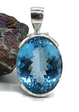 Load image into Gallery viewer, AAA+ Swiss Blue Topaz Pendant, 38 carats, Sterling Silver - GemzAustralia 