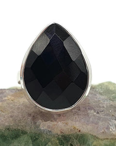 Black Onyx Ring, Size 7, Sterling Silver, Leo Zodiac Stone - GemzAustralia 