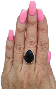 Black Onyx Ring, Size 7, Sterling Silver, Leo Zodiac Stone - GemzAustralia 