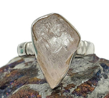 Load image into Gallery viewer, Raw Kunzite Ring, Size 7, Sterling Silver, Rough Kunzite Gemstone - GemzAustralia 