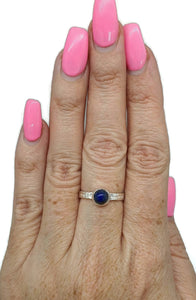 Lapis Lazuli Ring, Size 8, Sterling Silver, Round Shaped - GemzAustralia 