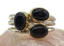 Load image into Gallery viewer, Two tone Black Onyx Ring, Size 8.25, Sterling Silver, 18K Gold Plated - GemzAustralia 