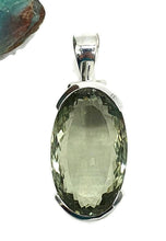 Load image into Gallery viewer, Green AMETHYST Pendant, 30 carats, Long Oval Stone, Sterling Silver - GemzAustralia 