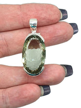 Load image into Gallery viewer, Green AMETHYST Pendant, 30 carats, Long Oval Stone, Sterling Silver - GemzAustralia 