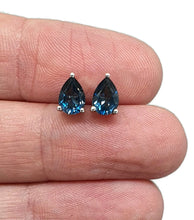 Load image into Gallery viewer, London Blue Topaz Studs, Sterling Silver, December Birthstone - GemzAustralia 